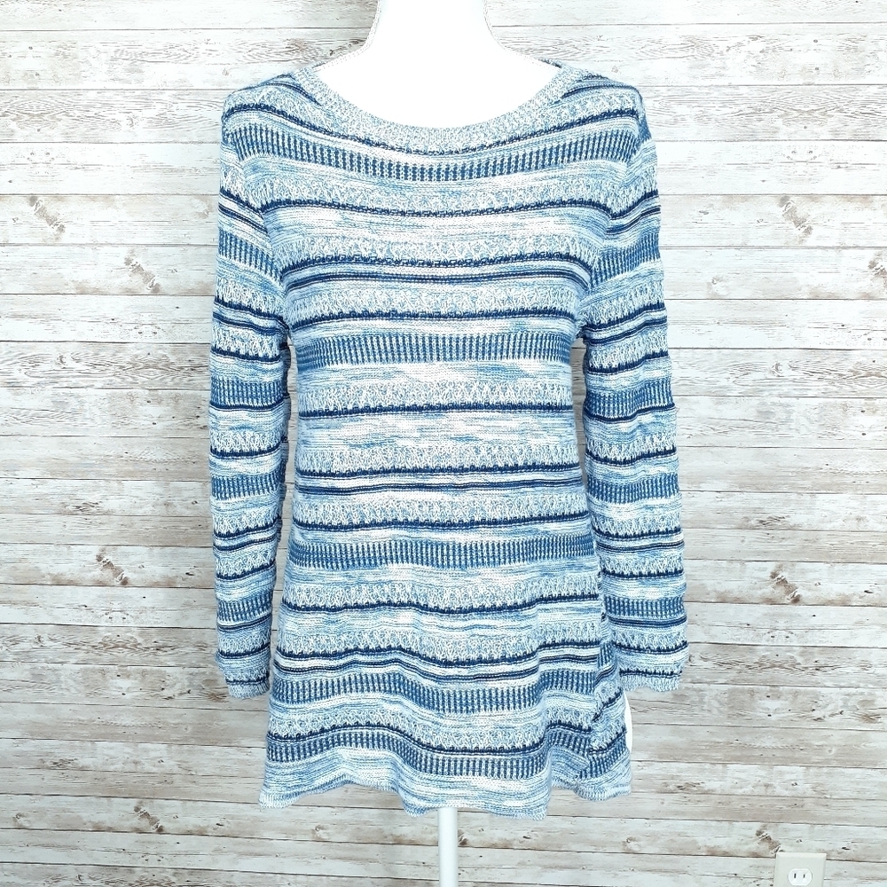 Style & Co Sweater S Blue Stripe 205